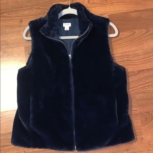 J. CREW faux fur navy vest